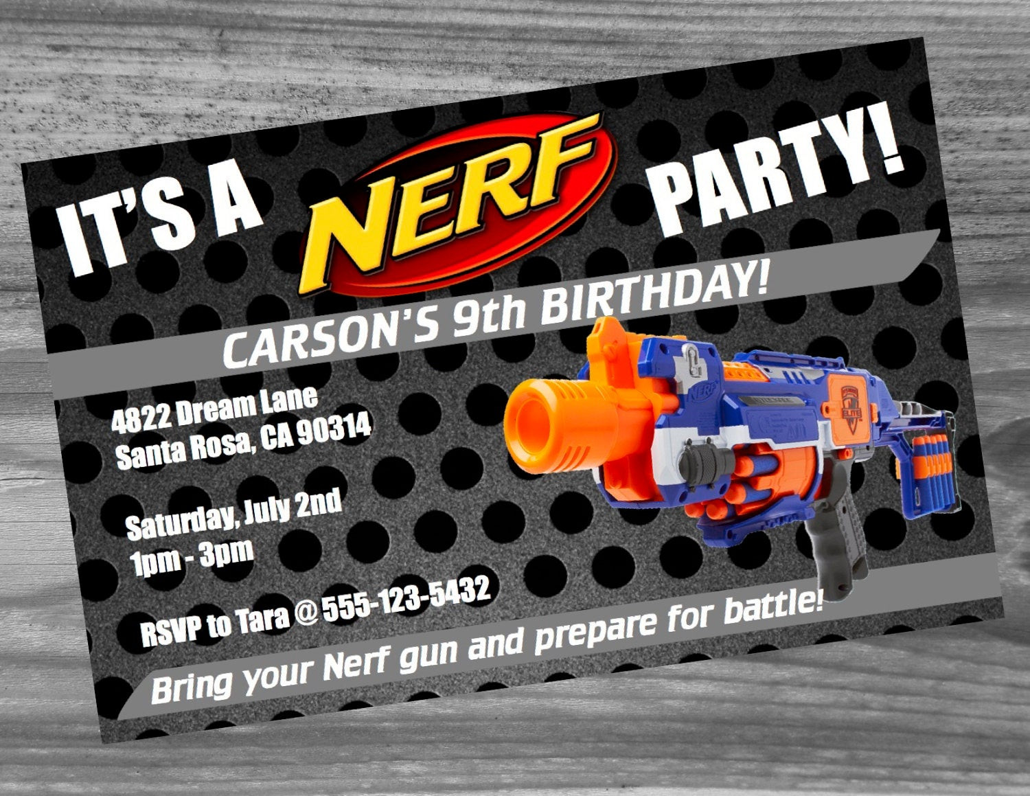 Nerf Birthday Invitations
 Nerf Birthday Party Custom Invitation High quality Nerf