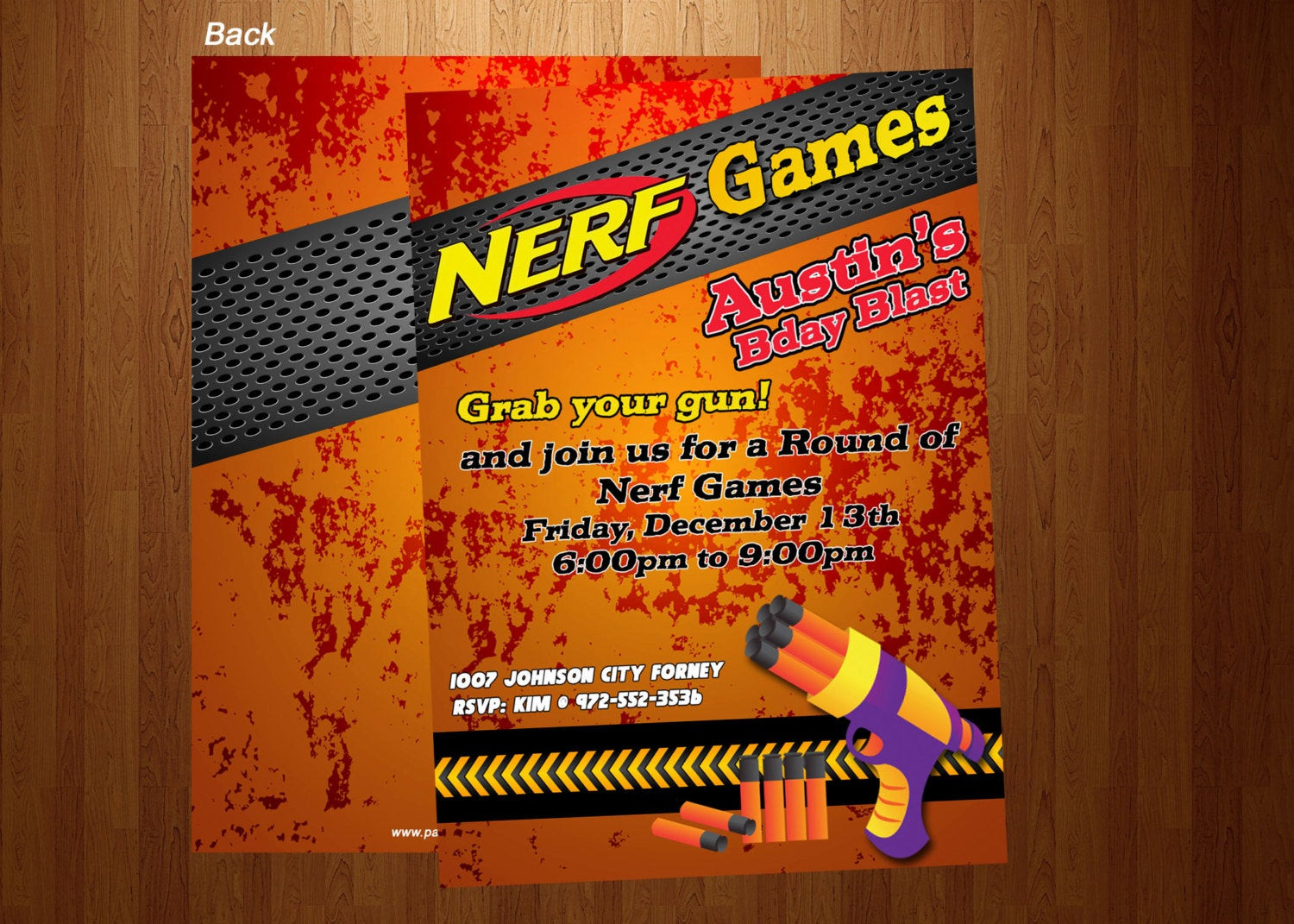 Nerf Birthday Invitations
 Nerf Wars Birthday Party Invitations Printed Personalized