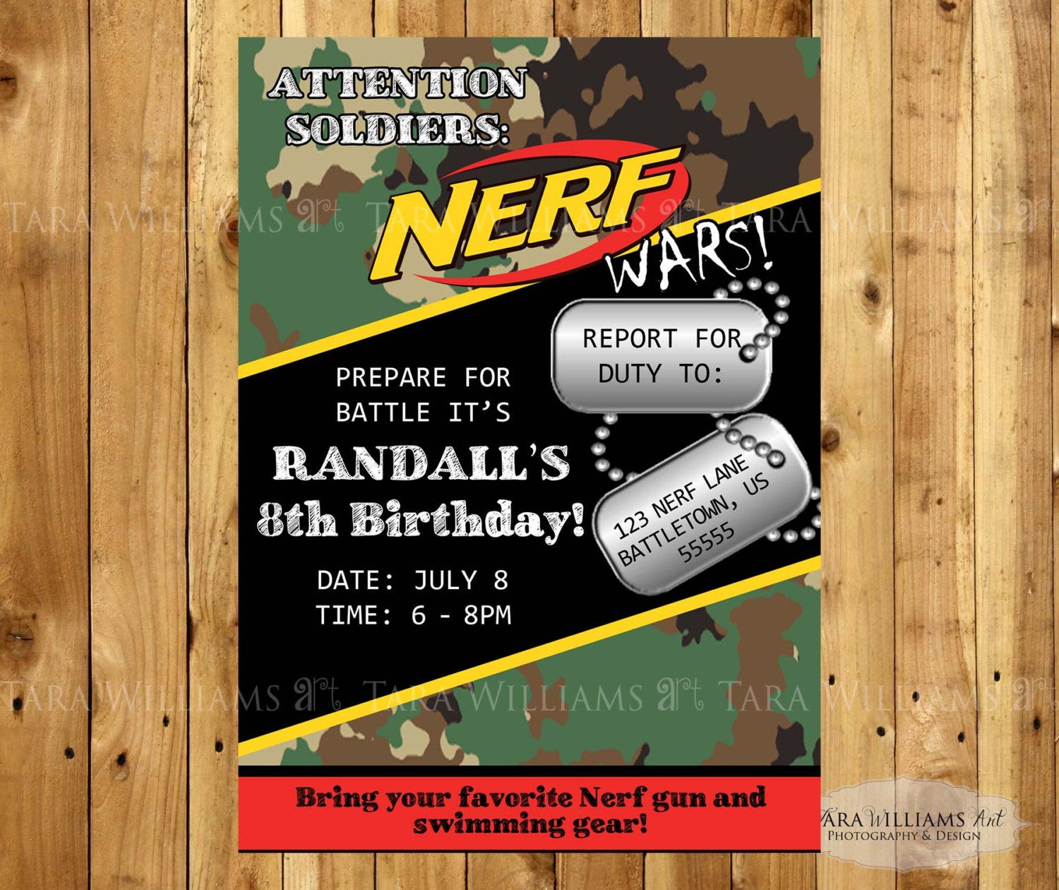 Nerf Birthday Invitations
 Nerf Birthday Invitation Camouflage Nerf War Printable