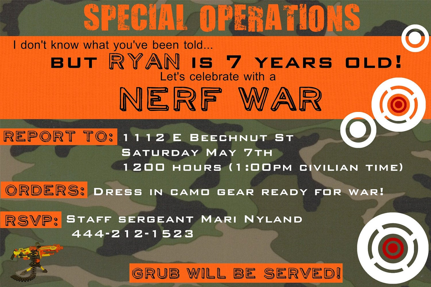 Nerf Birthday Invitations
 Nerf birthday invitation you print by yellowlemons on Etsy