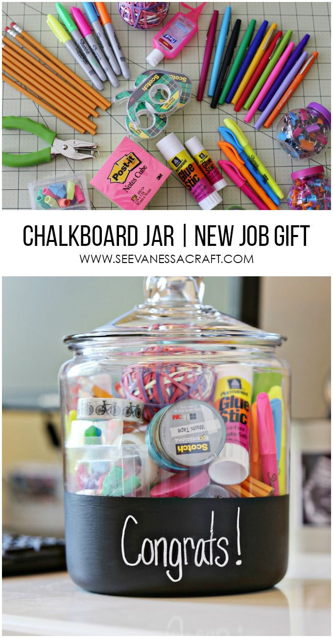 New Teacher Gift Basket Ideas
 Craft New Job Gift in a Chalkboard Jar