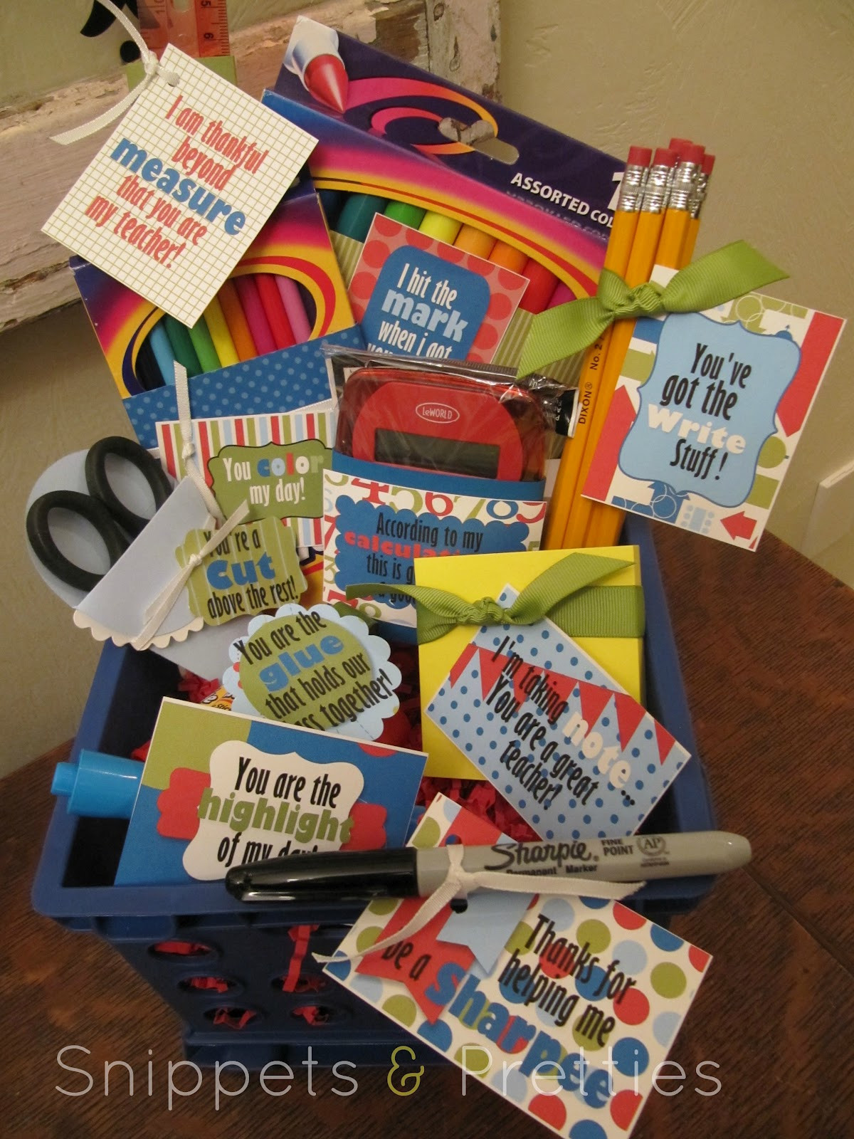 New Teacher Gift Basket Ideas
 Snippets and Pretties August 2012