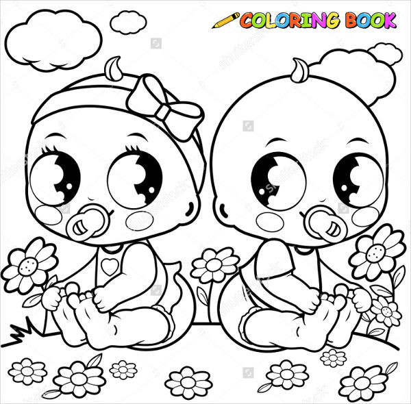 Newborn Baby Girl Coloring Pages
 9 Baby Girl Coloring Pages JPG AI Illustrator Download