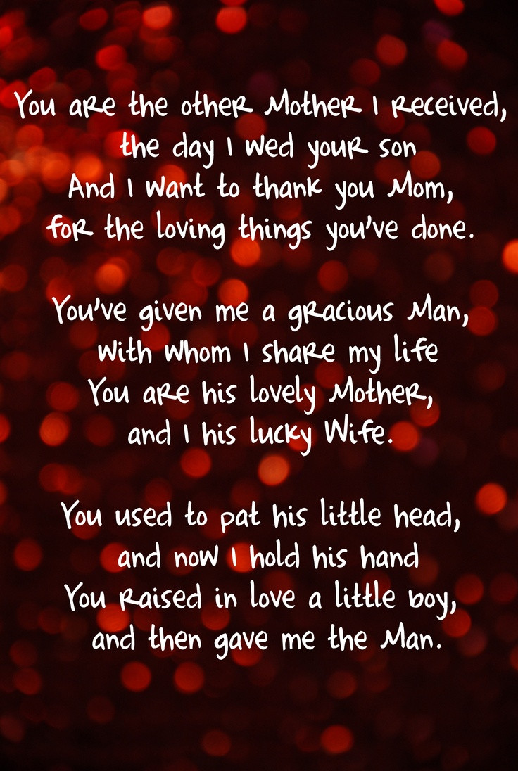 Nice Mother In Law Quotes
 I ve loved this poem since I saw it embroidered in a frame