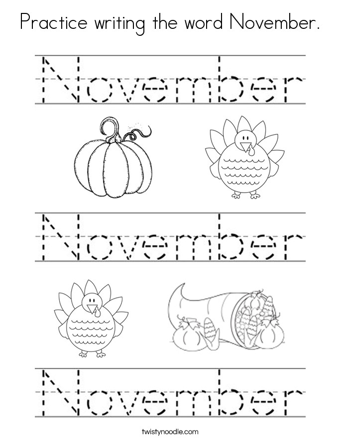 November Coloring Pages Printable
 Practice writing the word November Coloring Page Twisty
