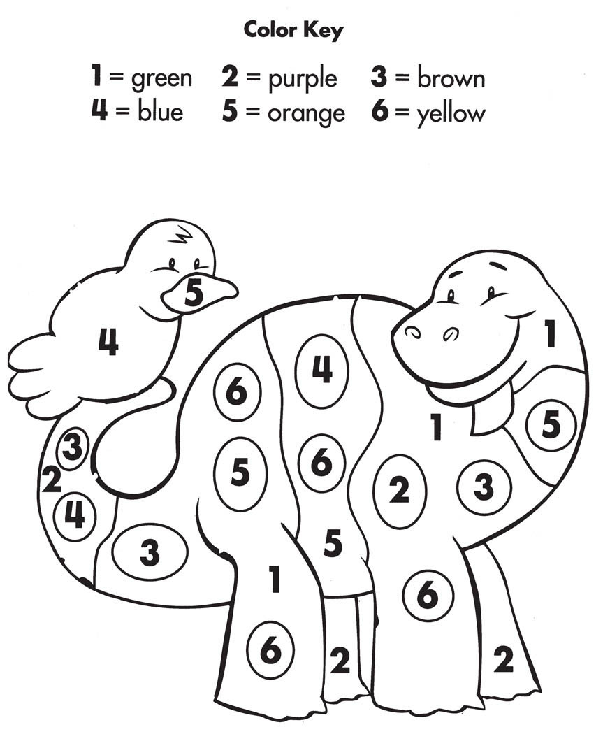 Numbers Coloring Pages
 Easy Color by Number for Preschool and Kindergarten