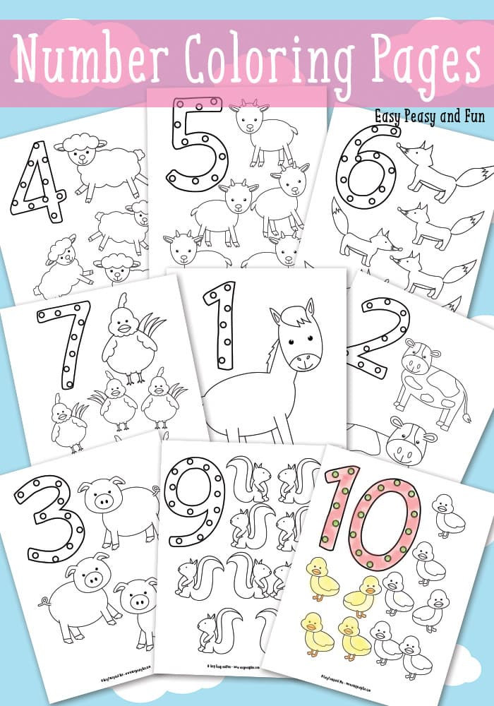 Numbers Coloring Pages
 Animals Number Coloring Pages Easy Peasy and Fun