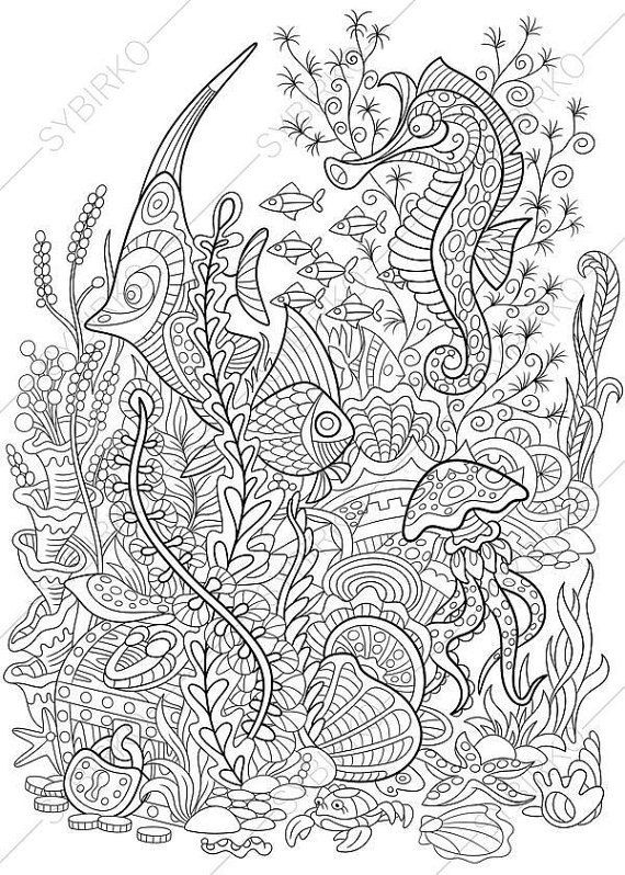Ocean Adult Coloring Book
 Best 25 Ocean coloring pages ideas on Pinterest
