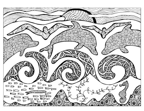 Ocean Adult Coloring Book
 Ocean coloring pages for adults sea doodles Moms and