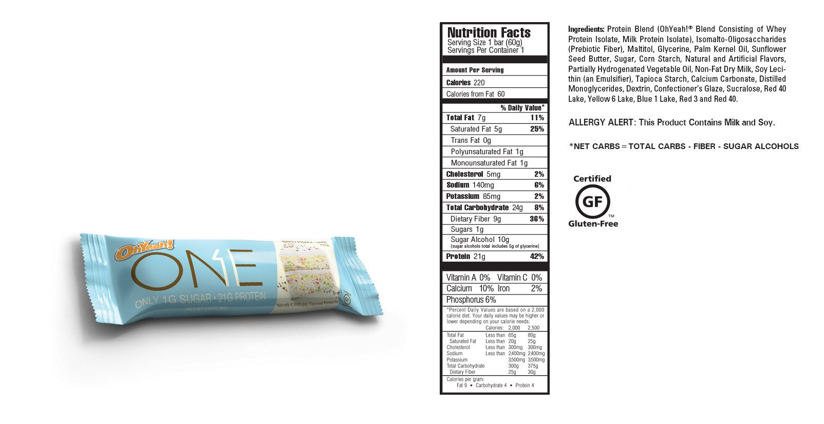 One Birthday Cake Protein Bar
 Iss Research Oh Yeah e Bar Box of 12 Bars 1g of Sugar 8