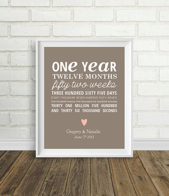 One Year Wedding Anniversary Gift Ideas
 e Year Anniversary by PelletierCreative on Etsy $8 00