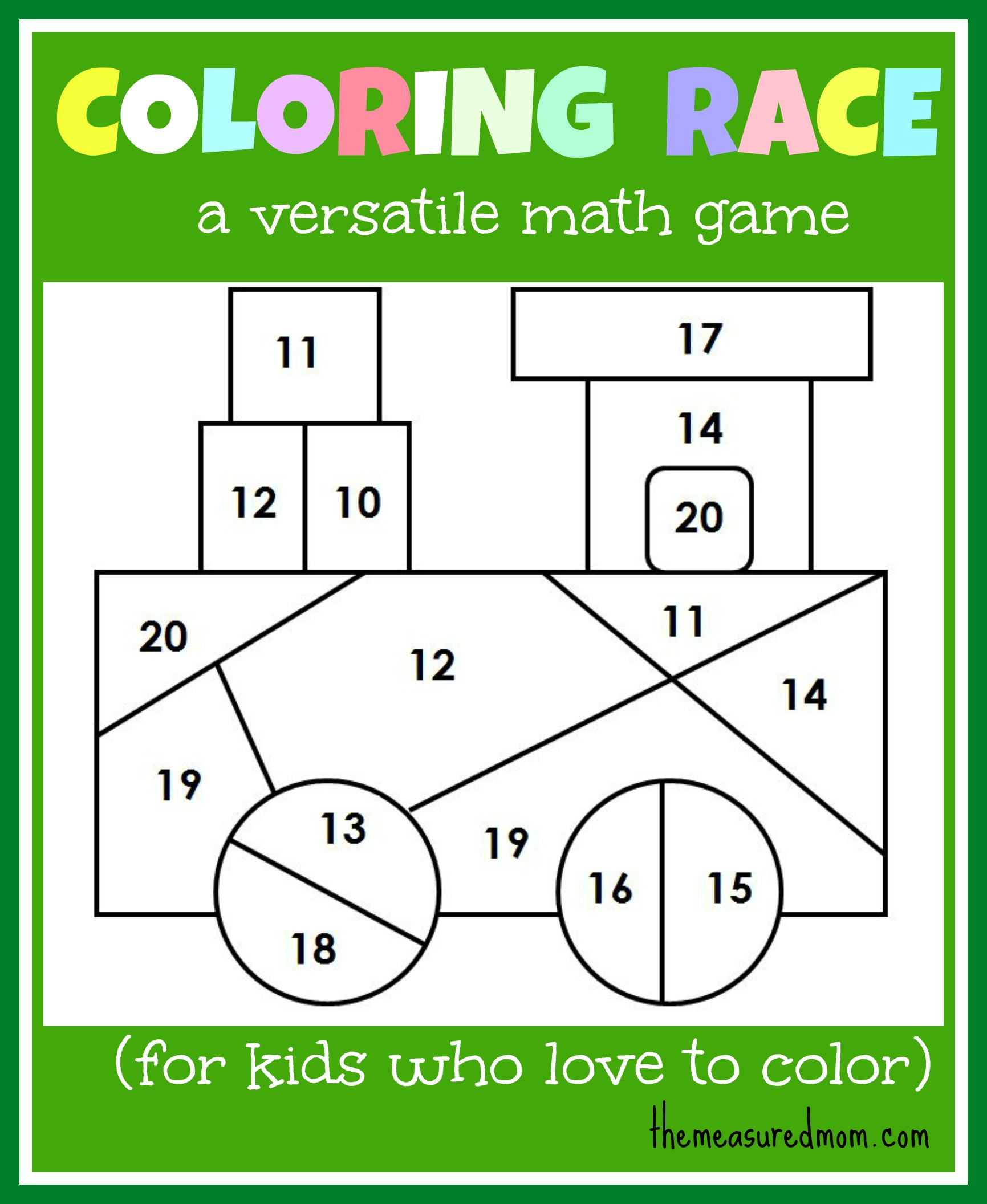 Online Coloring Pages For Kids Games
 Math game for kids Coloring Race bines math and