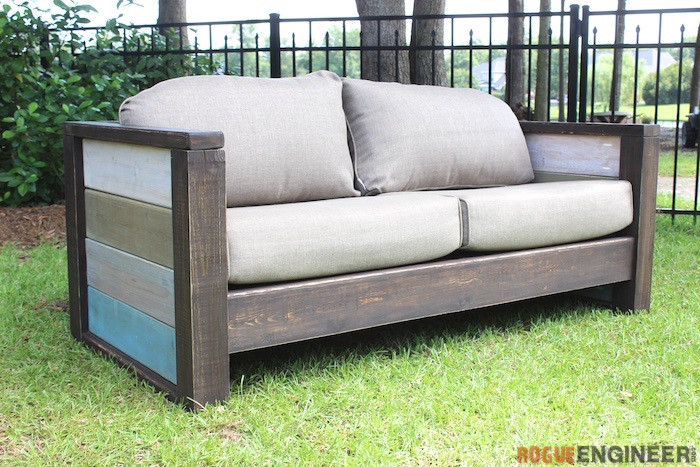 Outdoor Couch DIY
 Rogue Engineer Free Plans  Outdoor Wood Plank Loveseat