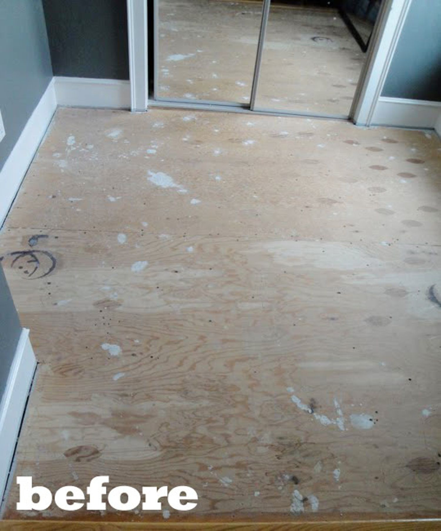Painted Plywood Floors DIY
 Before & After Kim & Cara’s Painted Plywood Floor