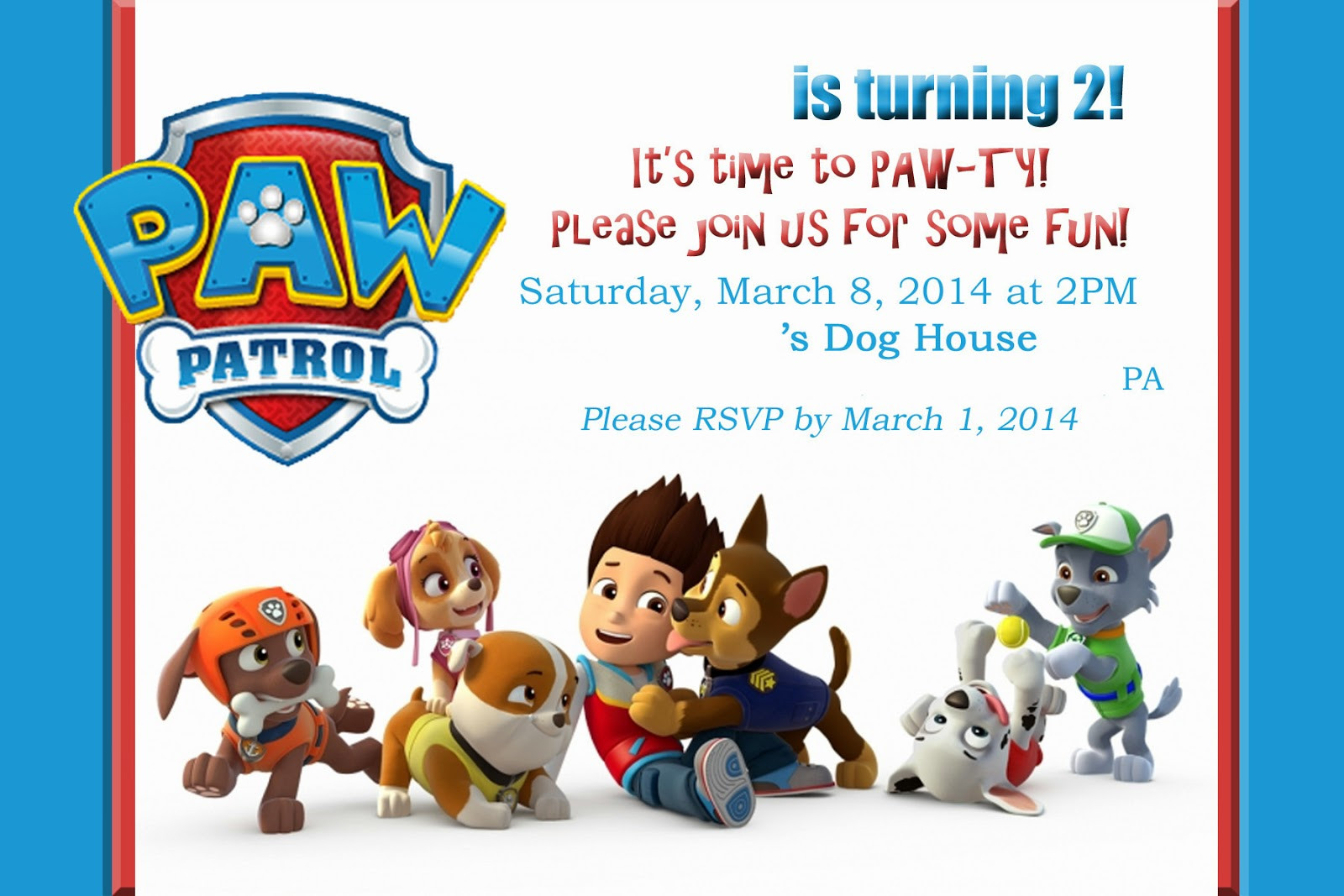 Paw Patrol Birthday Invitations Free
 Mom s Tot School PAW Patrol Puppy Party