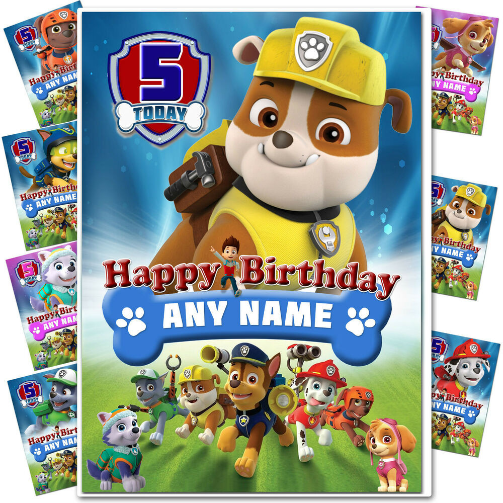 Paw Patrol Birthday Wishes
 Personalised Birthday card PAW Patrol Any age name