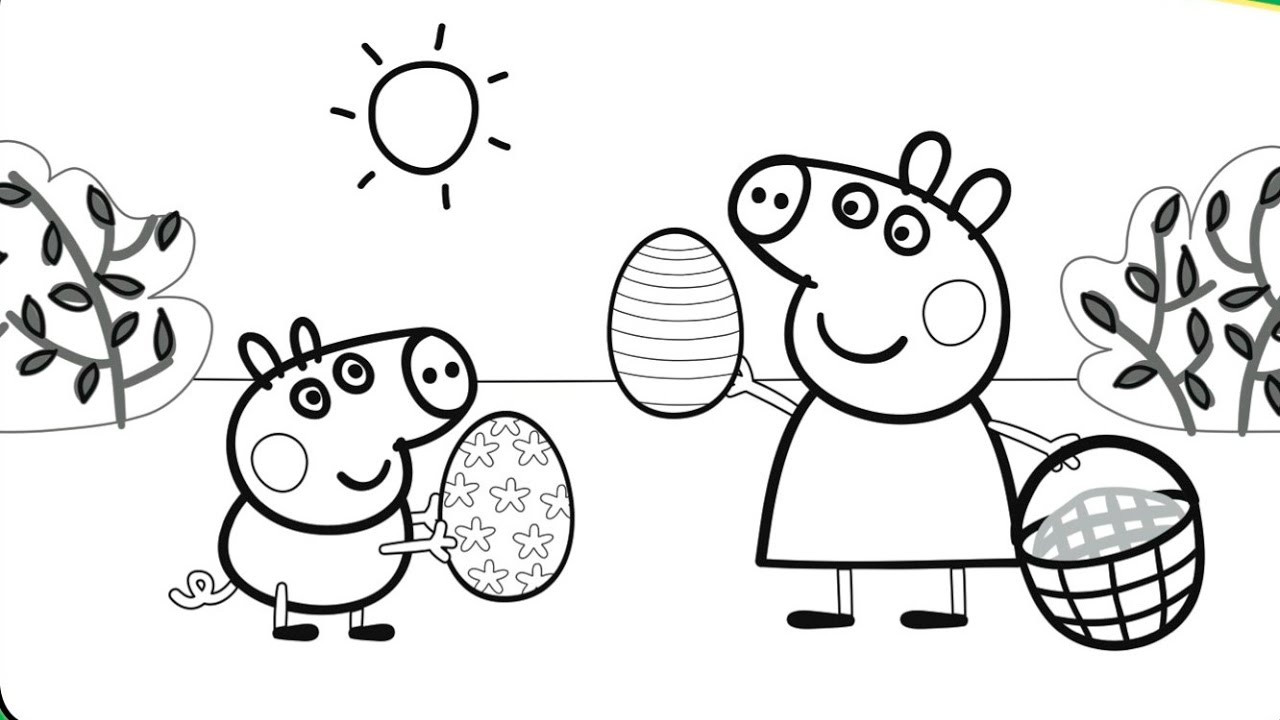 Peppa Pig Coloring Pages
 Peppa Pig Playing with George Coloring Book Pages