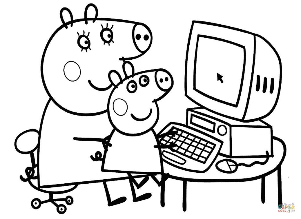 Peppa Pig Coloring Pages
 Peppa with Mummy coloring page