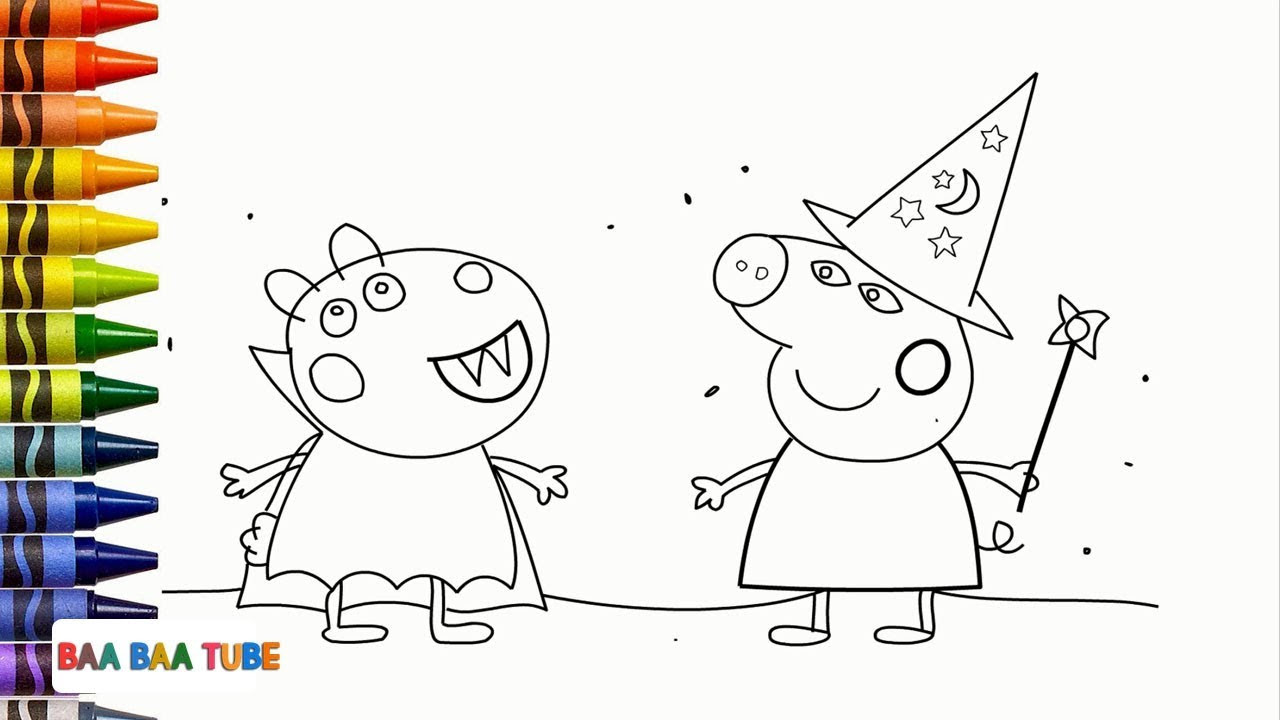 Peppa Pig Halloween Coloring Pages
 How to Draw Halloween Peppa Pig