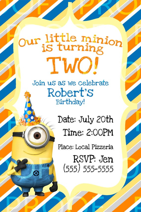 Personalized Minion Birthday Invitations
 Custom Despicable Me 2 Birthday Invitation by