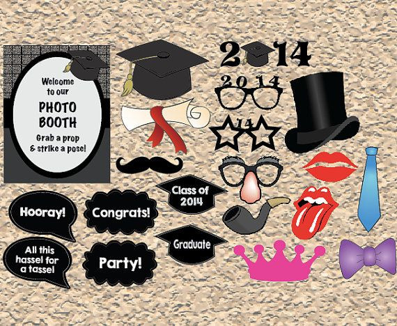 Photo Booth Ideas For Graduation Party
 printable Graduation photo booth props digital graduation