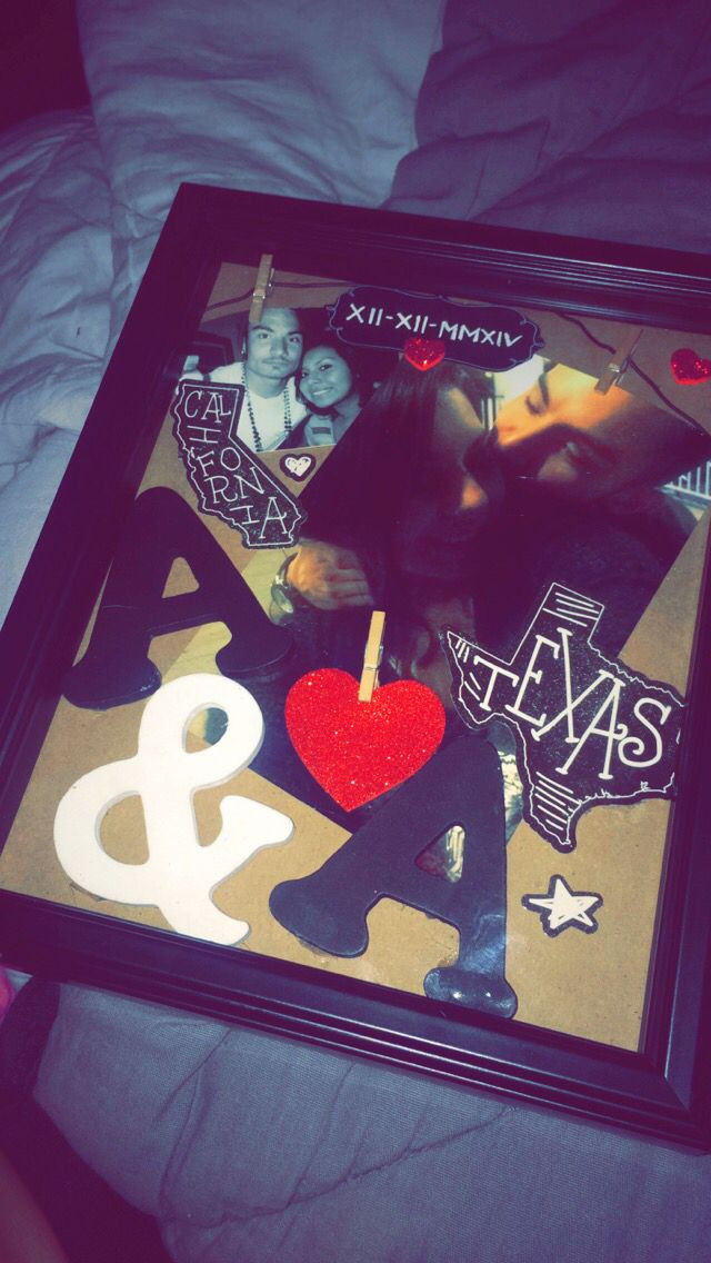 Picture Gift Ideas For Boyfriend
 Shadow box I made for my boyfriend in Texas