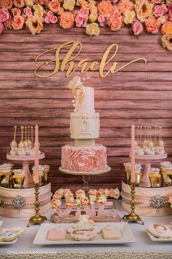 Pink And Gold Birthday Party Ideas
 Kara s Party Ideas Pink Gold 1st Birthday Party