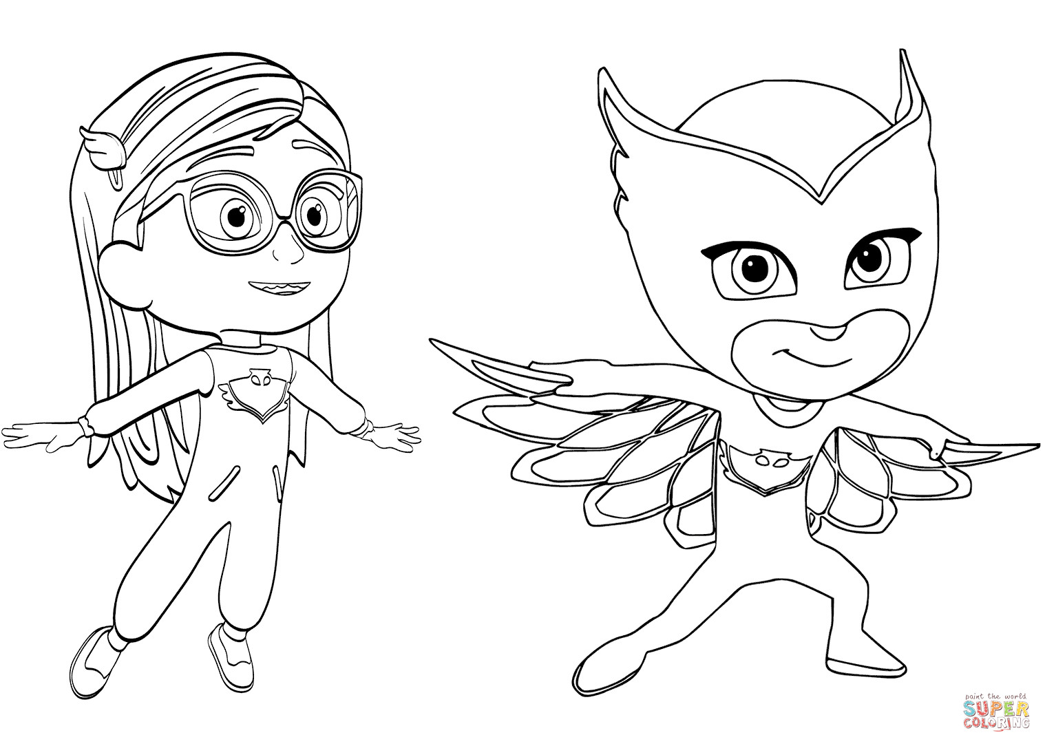 Pj Masks Coloring Pages To Print
 Pajama Hero Amaya is Owlette from PJ Masks coloring page