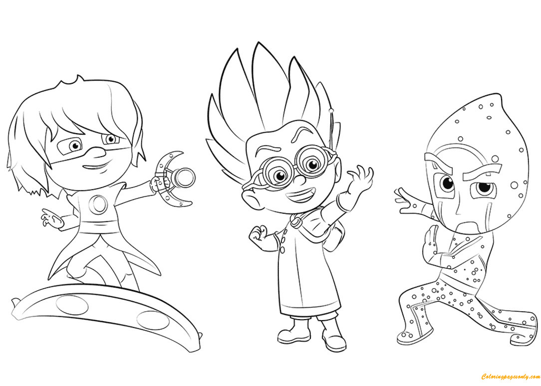 Pj Masks Luna Girl Coloring Pages
 Romeo Luna Girl And Night Ninja Coloring Page Free