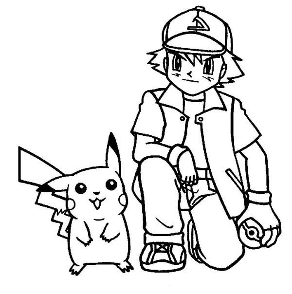 Pokemon Boys Coloring Pages Pikachu
 Picture of Adorable Pikachu and Ash Ketchum on Pokemon