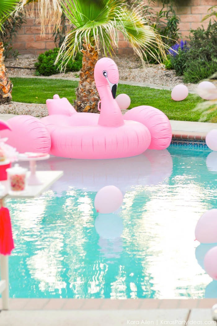 Pool Party Birthday Ideas
 Kara s Party Ideas Flamingo Pool Art Summer Birthday