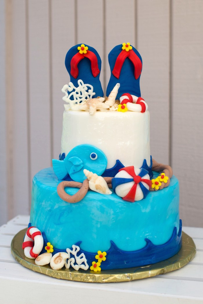 Pool Party Cake Ideas For Birthdays
 Kara s Party Ideas Colorful Pool Themed Birthday Party