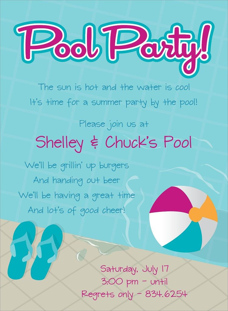 Pool Party Invitation Ideas
 birthday party invitation wording pool party