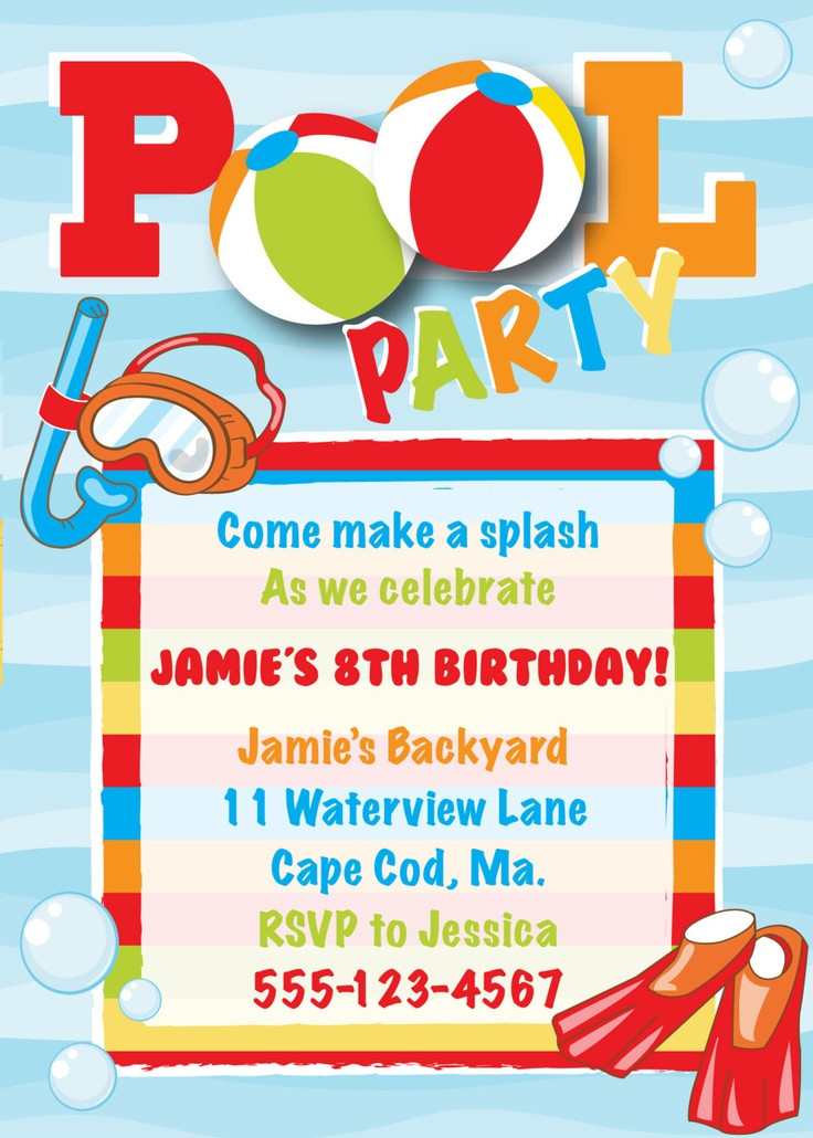 Pool Party Invitation Ideas
 Pool Party Birthday Invitation Boy