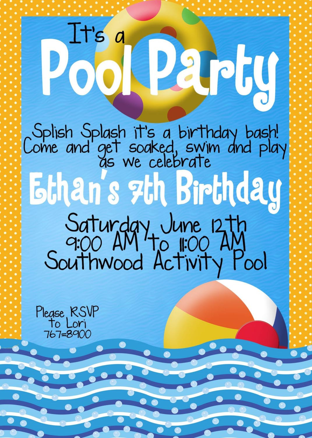 Pool Party Invitation Ideas
 Kid Pool Party Invitation Wording