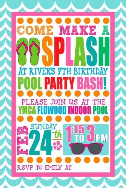 Pool Party Invitation Ideas
 Best 25 Swim party invitations ideas on Pinterest