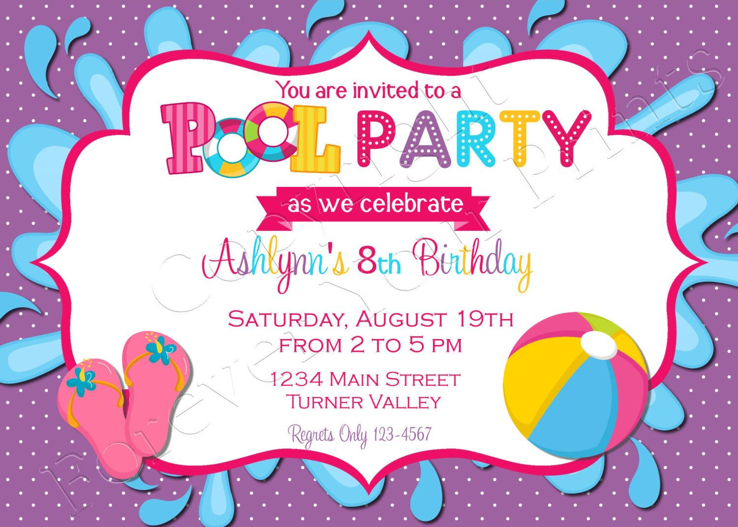Pool Party Invitation Ideas
 Pool Party Birthday Invitation FREE Thank You Card