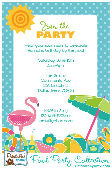 Pool Party Invitation Ideas
 Pool Party Collection Printables