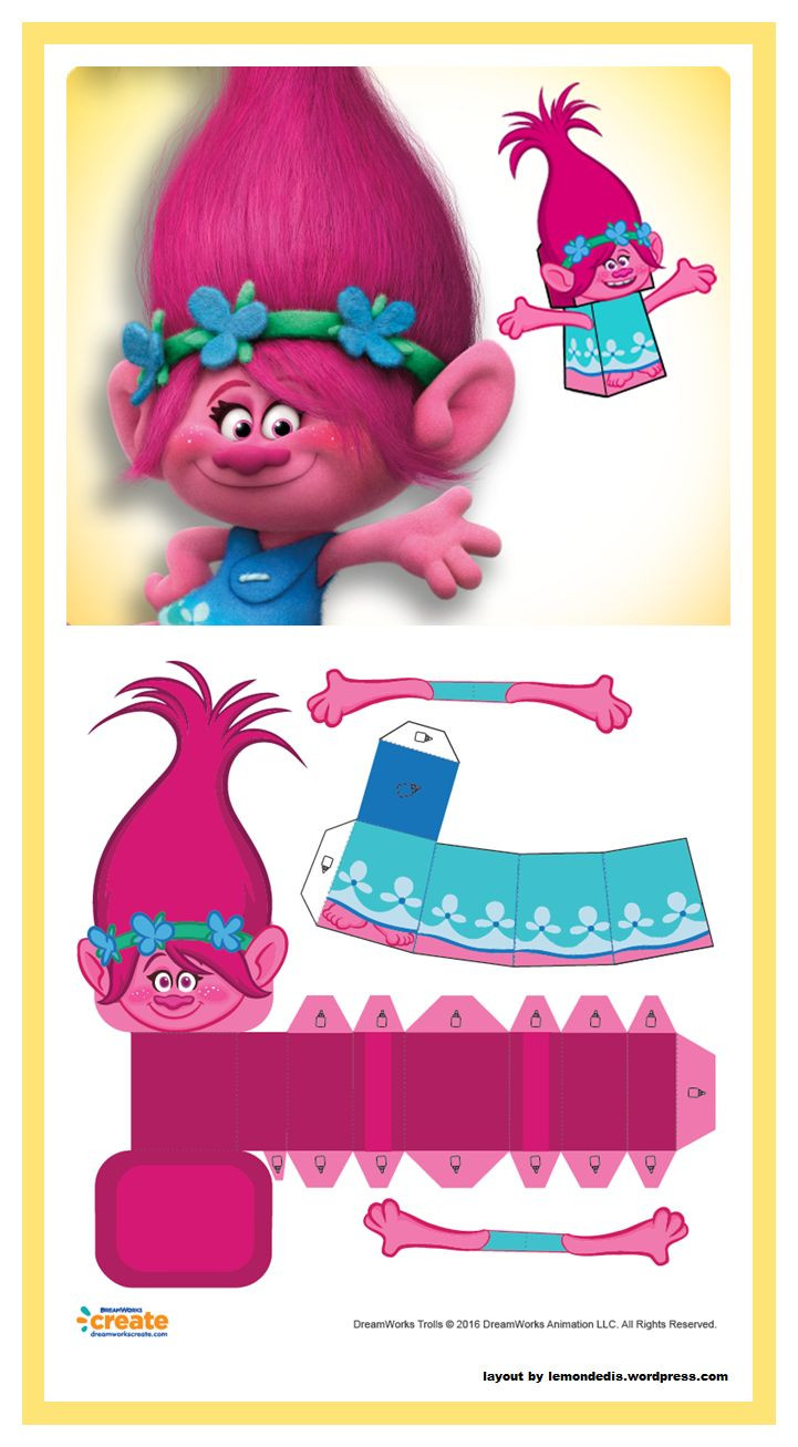 Poppy Troll Party Ideas
 DreamWorks Trolls free paper toy – Poppy