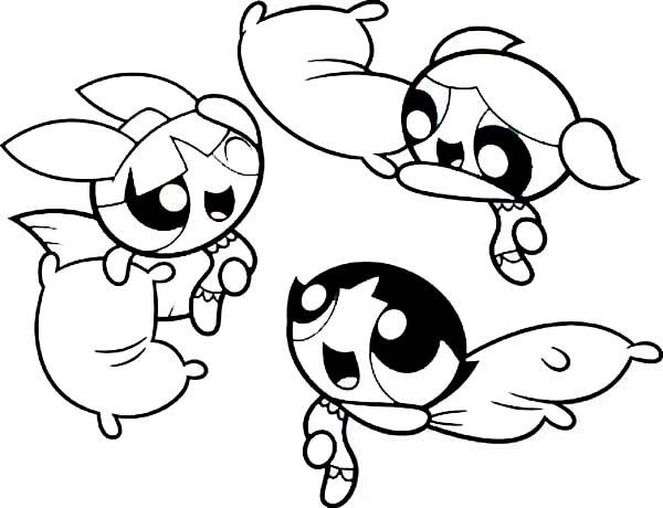 Powder Puff Boys Coloring Pages
 Powerpuff Girls Pillow Fight