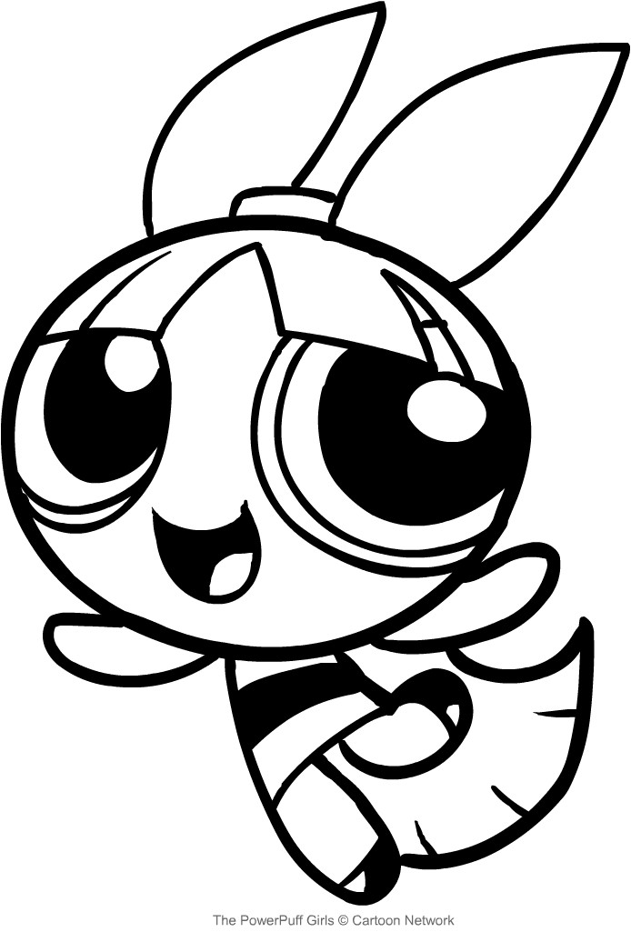 Powerpuff Girls Blossom Coloring Pages
 Drawing Blossom smiling The Powerpuff Girls coloring page