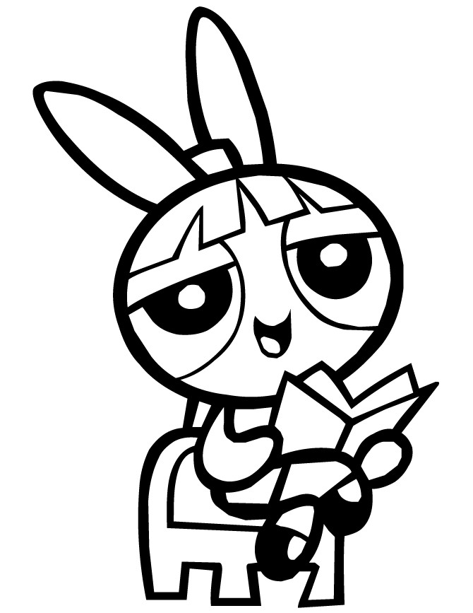 Powerpuff Girls Blossom Coloring Pages
 Powerpuff Girls Blossom Reads School Book Coloring Page