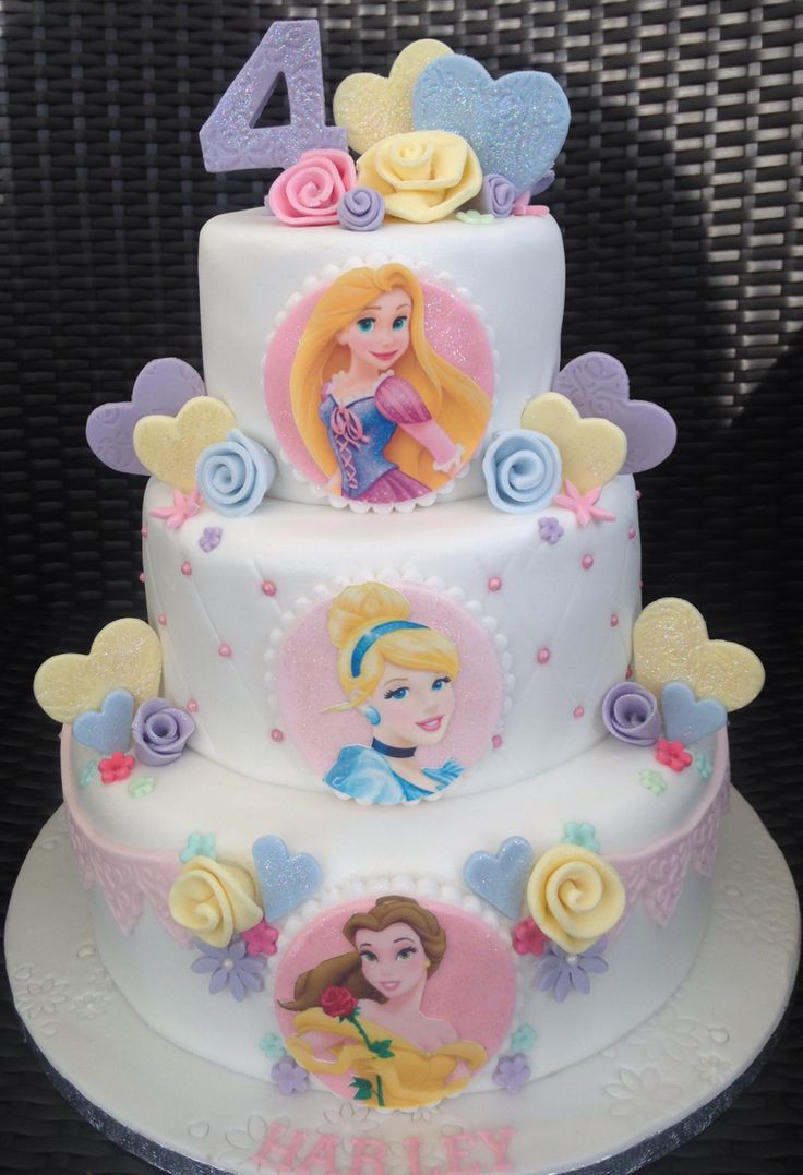 Princess Birthday Cake Ideas
 Three tier Disney Princess Cake