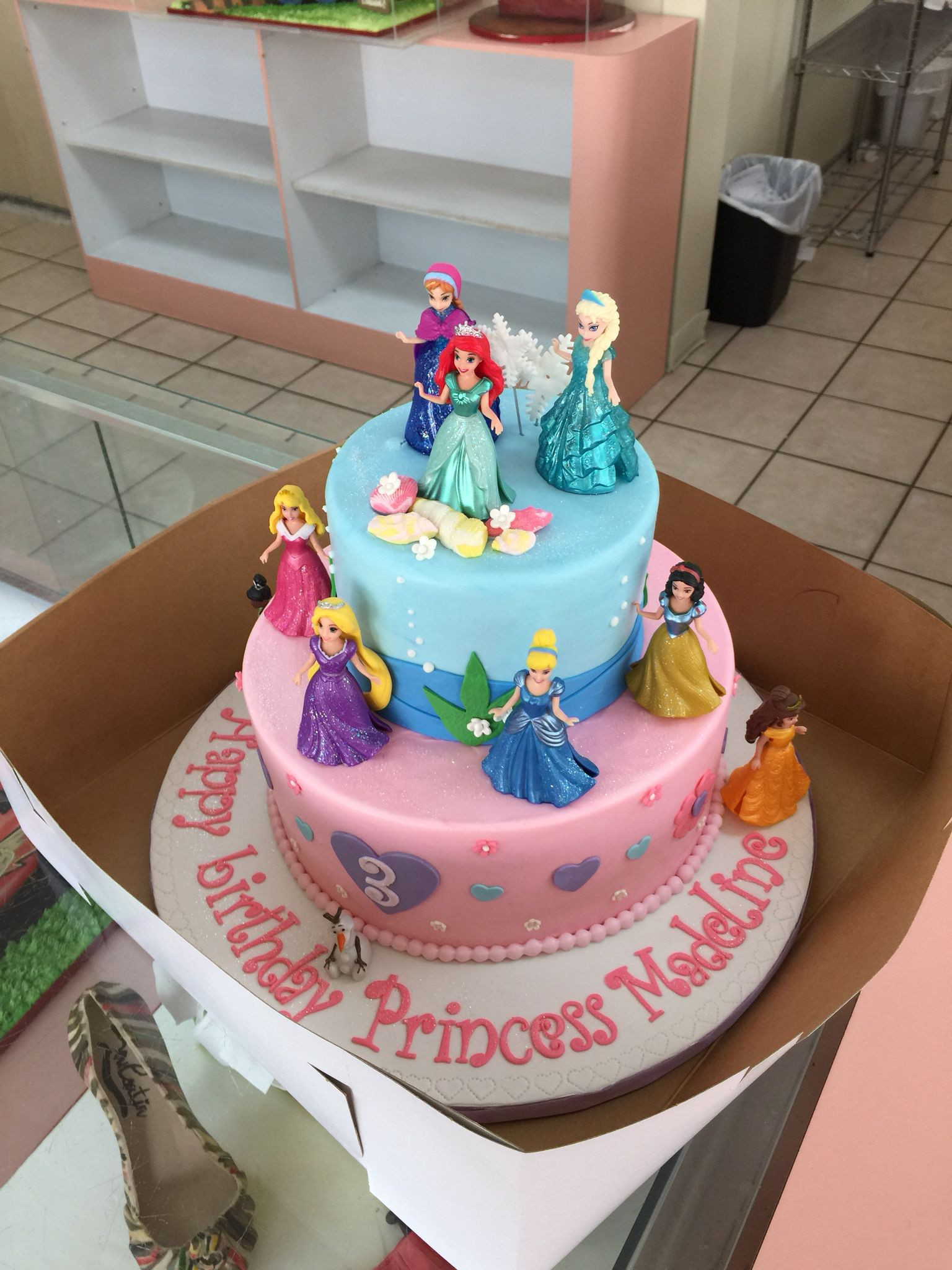 Princess Birthday Cake Ideas
 Princess party Disney princesses Ariel Ana Elsa