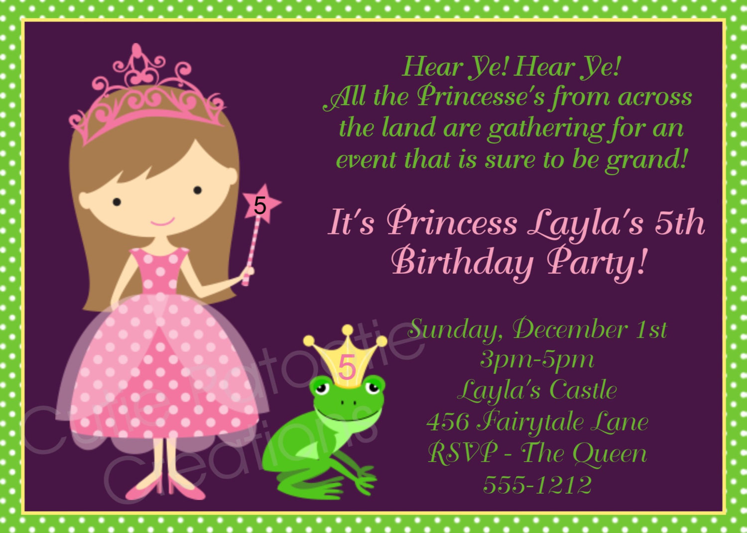 Princess Birthday Party Invitations
 Princess Birthday Invitation Princess by CutiesTieDyeBoutique