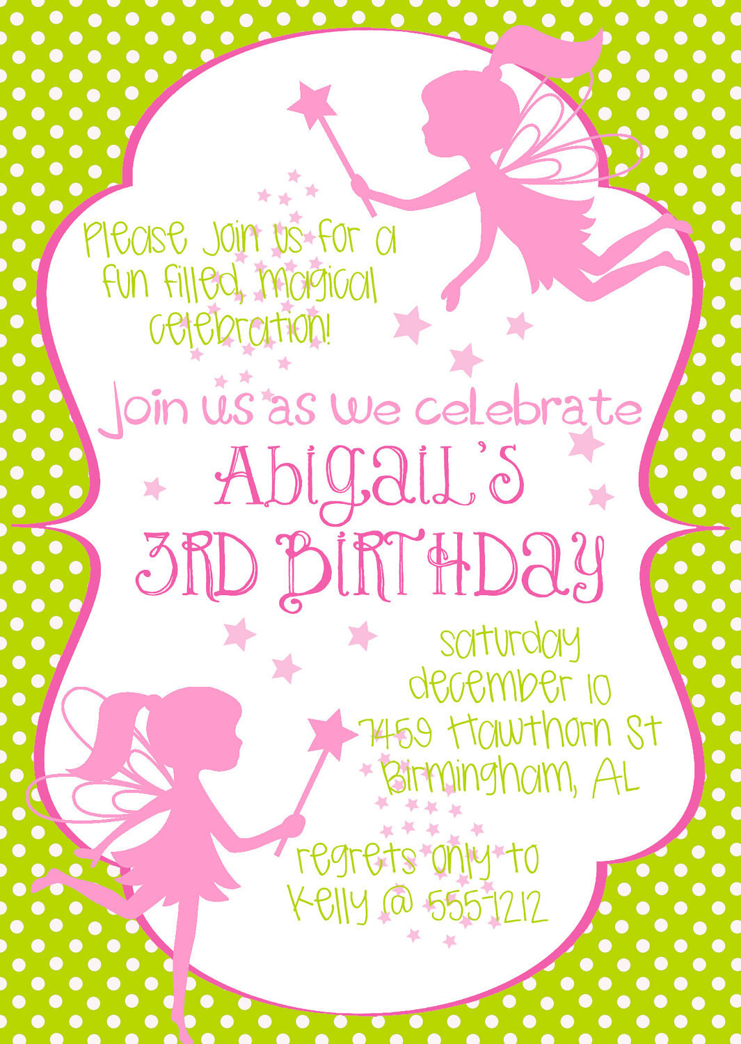 Princess Birthday Party Invitations
 Fairy Princess Birthday Party Invitation in by
