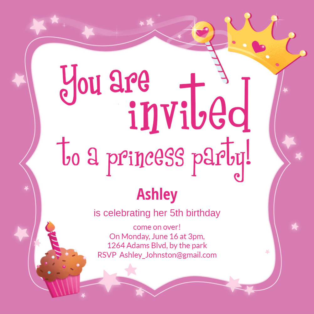 Princess Birthday Party Invitations
 Princess Magic Birthday Invitation Template Free