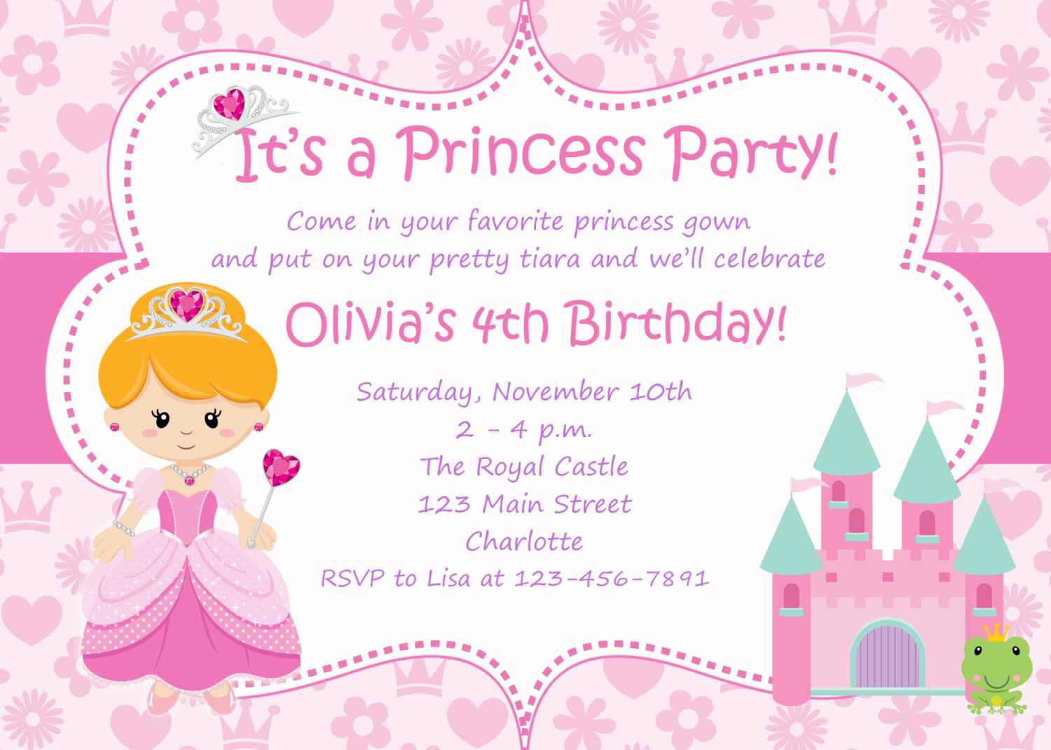 Princess Birthday Party Invitations
 Princess Birthday Party Invitations Wording