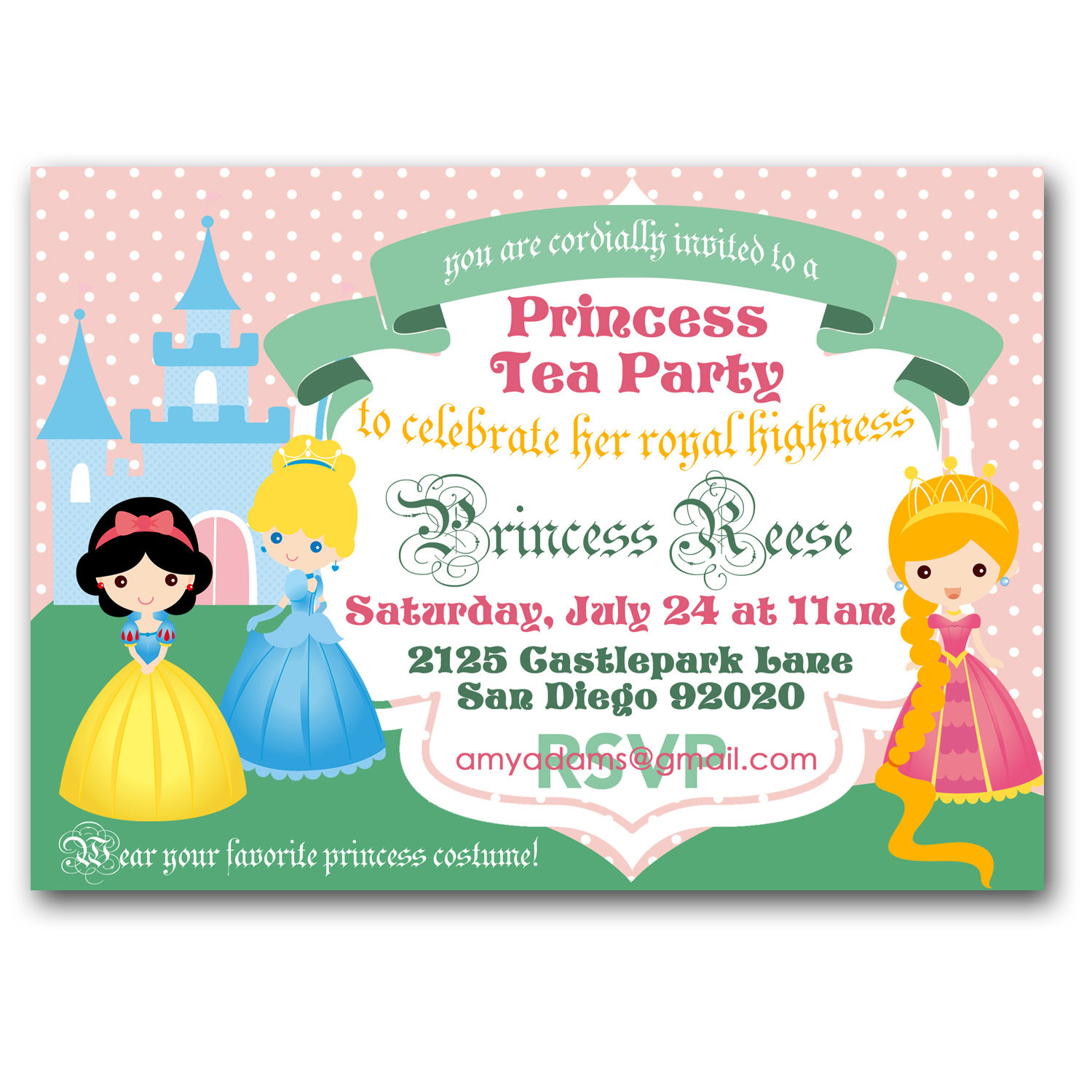 Princess Birthday Party Invitations
 Princess Tea Party Invitation royal tea birthday party