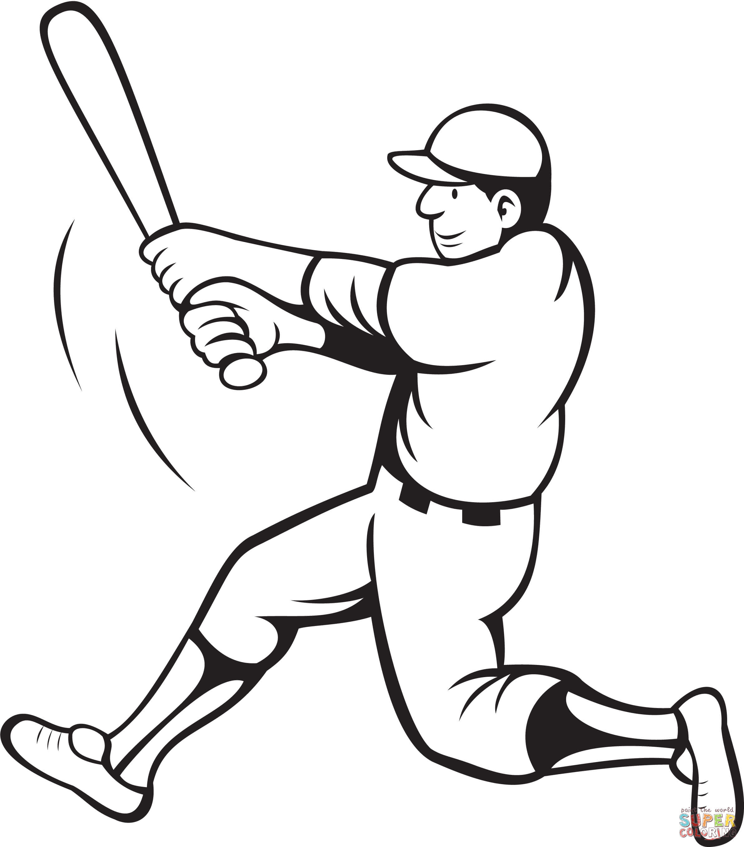 Printable Baseball Coloring Pages
 Baseball Batter Swinging coloring page